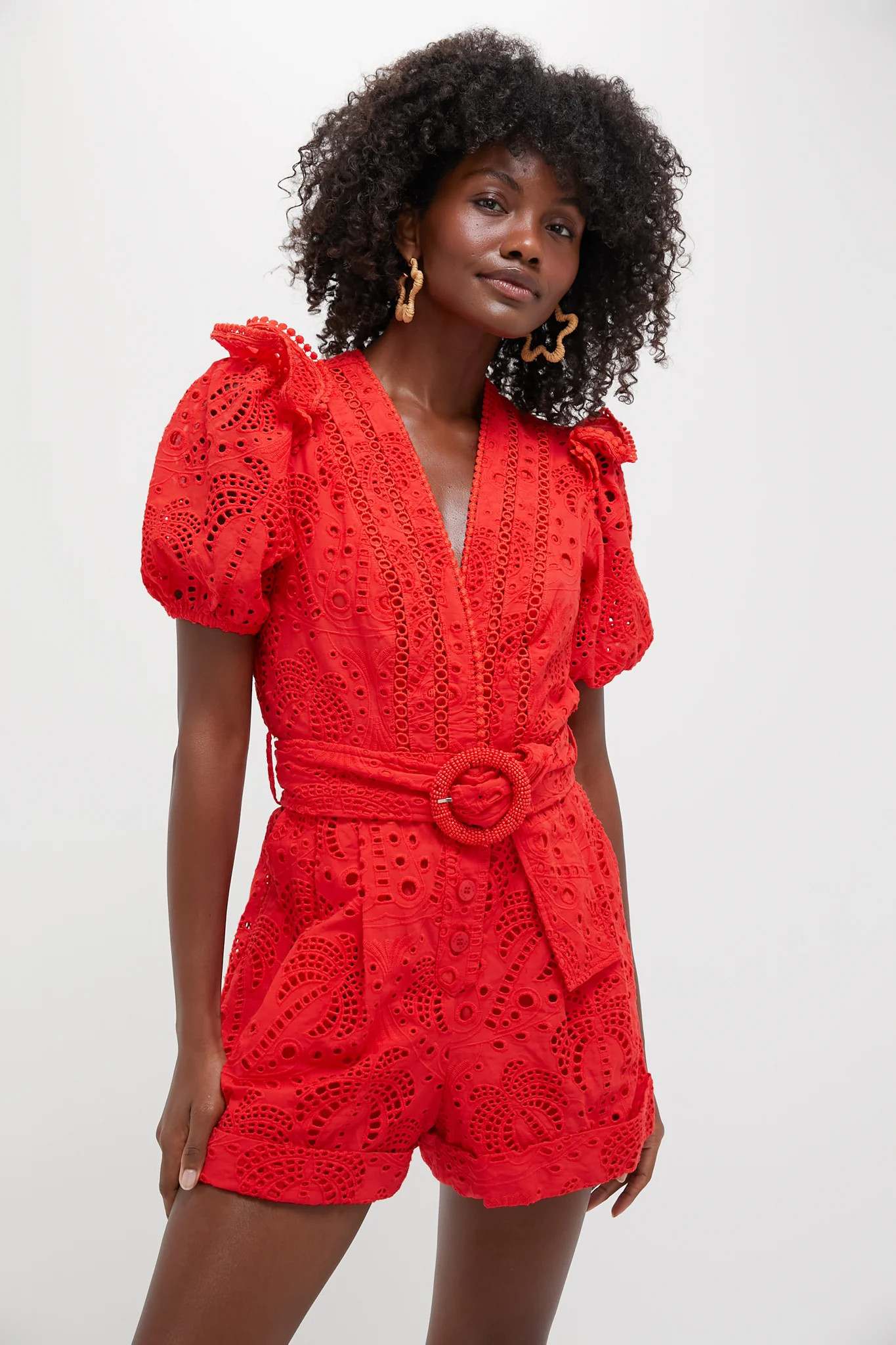 Red Eyelets Romper | Tuckernuck (US)