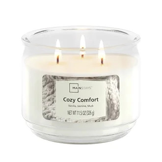 Mainstays 3-Wick Scented Glass Jar Candle, Cozy Comfort, 11.5oz. | Walmart (US)