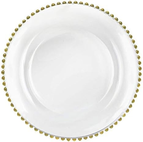 Tiger Chef Glass Chargers for Dinner Plates - Round Charger Plates Gold Beaded - Plate Chargers W... | Amazon (US)