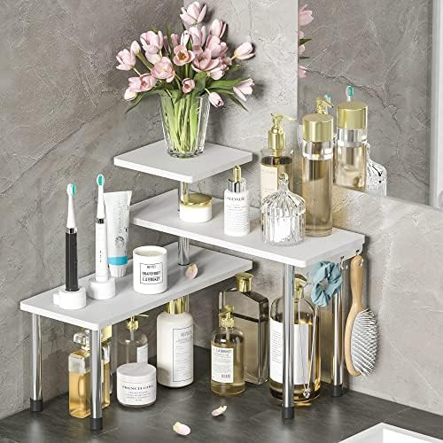 Bathroom Counter Organizer Corner Shelf – Bathroom Organization Bamboo 3 Tier Spice Rack Makeup... | Amazon (US)