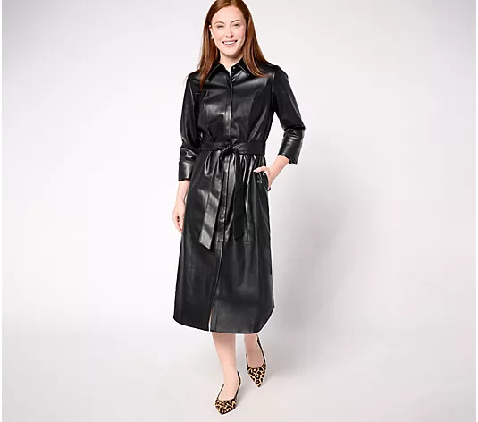 Make Your Selection: Carla Rockmore Collection Regular Faux Leather Lady Shirtdress | QVC