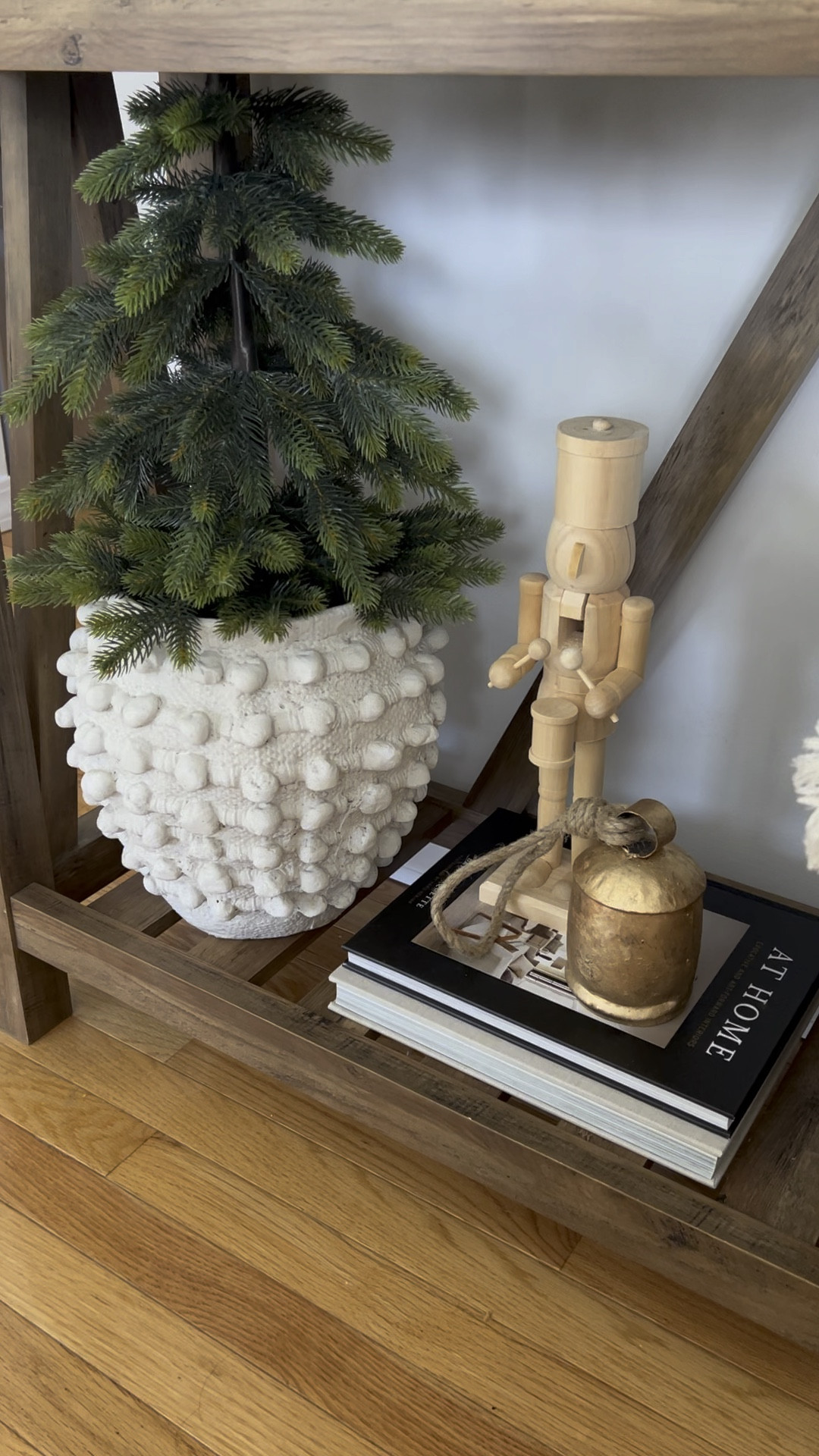 A little holiday moment
Console table Styling 
Minka vase
Anthropologie
Nutcracker 
Gold bells
At home book 

#LTKSeasonal #LTKhome #LTKHoliday