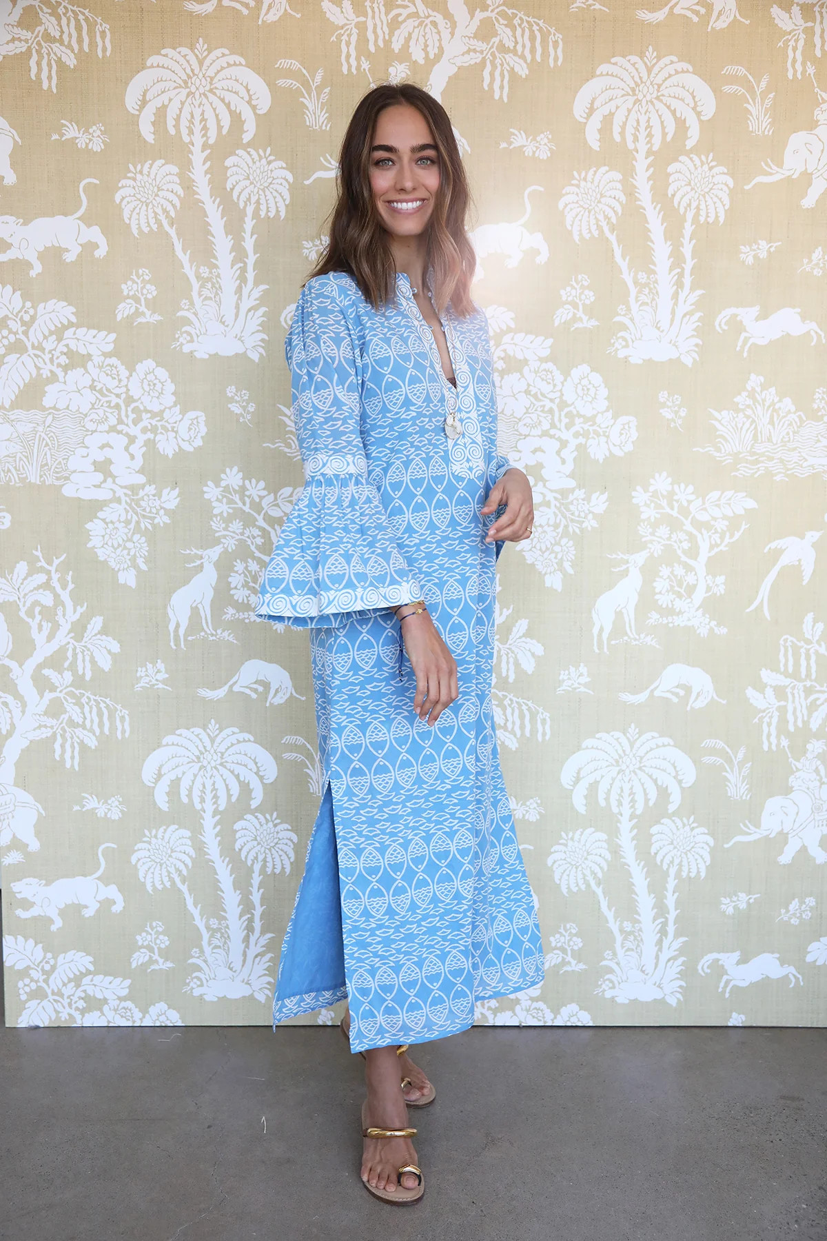 Azure Fernanda Block Print Kaftan | ASHA by ADM
