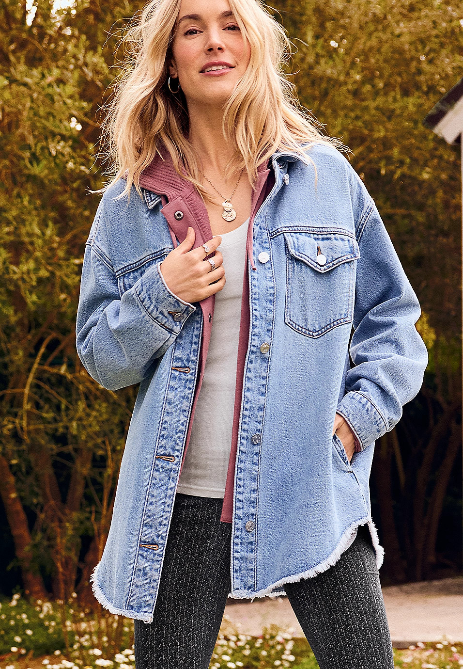 Raw Hem Denim Shacket | Maurices