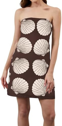 Women Strapless Tube Mini Dress Summer Casual Boho Floral Print Sleeveless Backless Going Out Bea... | Amazon (US)