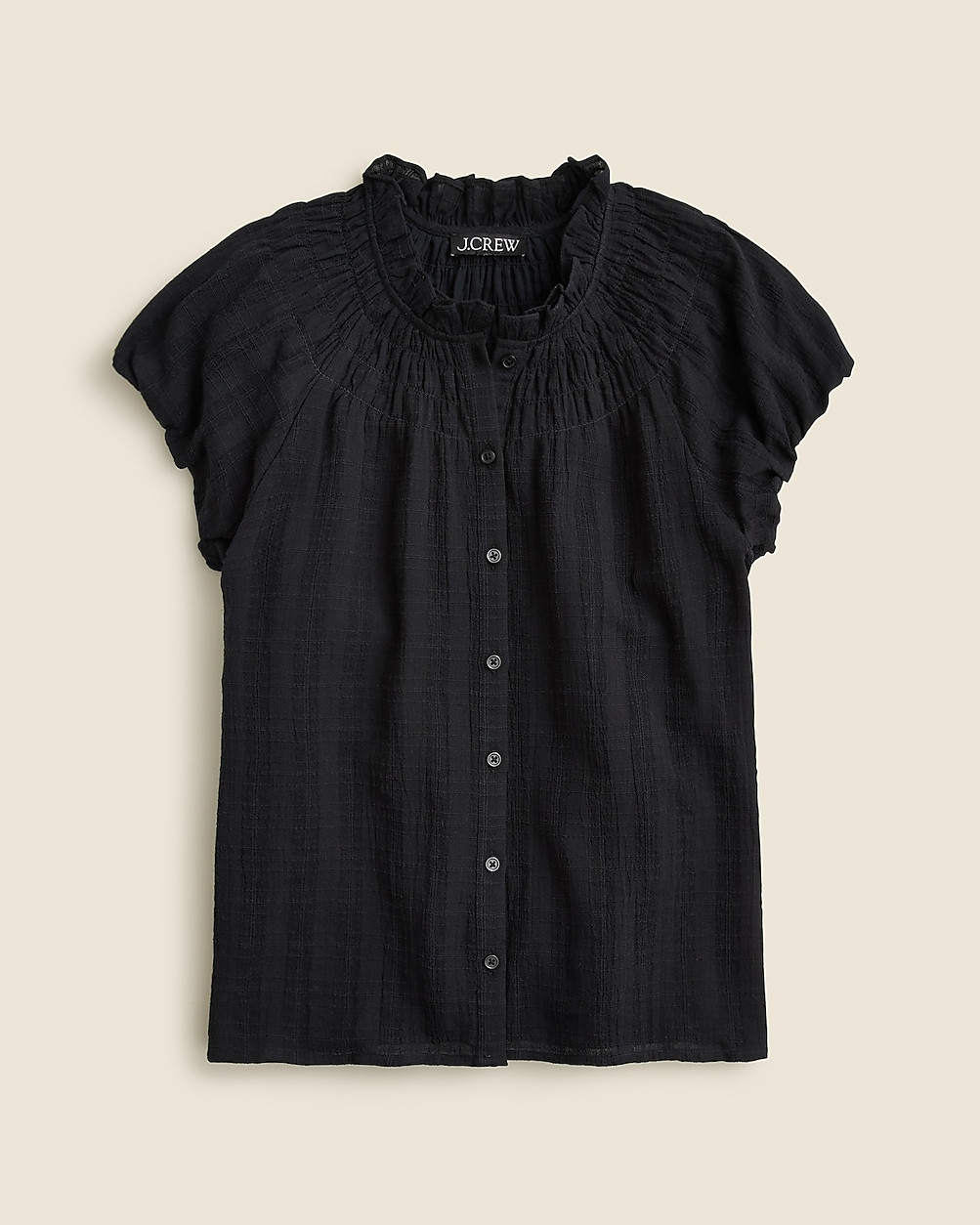 Smocked-neck top in textured gauze | J. Crew US