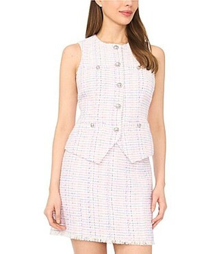 CeCe Tweed Round Neck Sleeveless Coordinating Vest - 2 | Dillard's