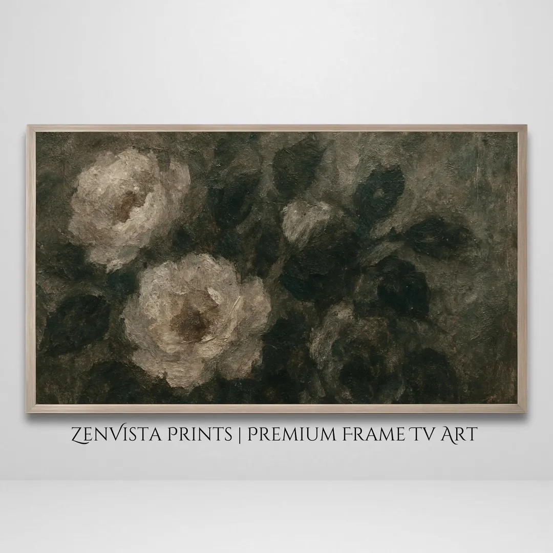 Moody Floral Frame Tv Art | Dark Academia Abstract Flowers | Vintage Frame Tv Art Antique Paintin... | Etsy (US)