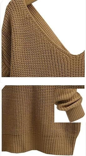 LifeShe V Neck Women Sweaters and Pullovers Twisted Back Jumpers | Amazon (US)