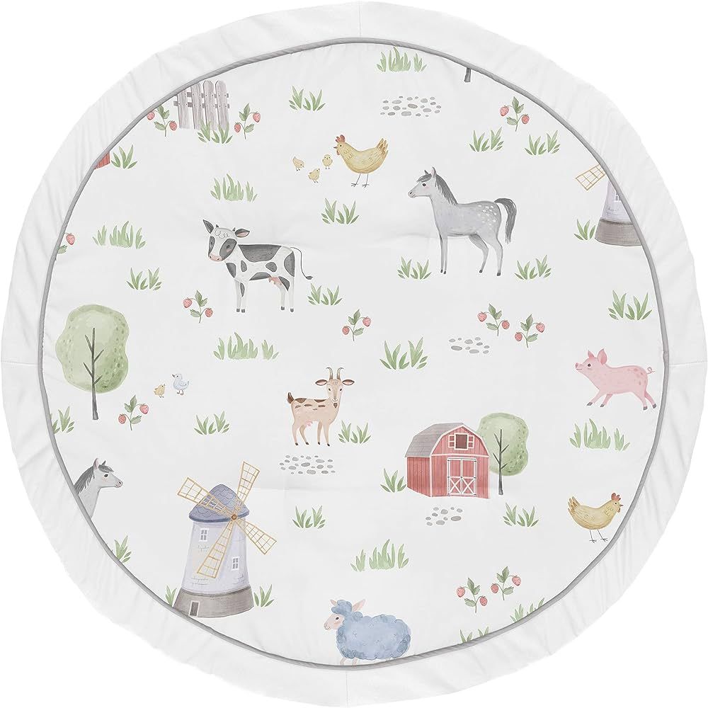 Sweet Jojo Designs Farm Animals Boy Girl Baby Playmat Tummy Time Infant Play Mat - Watercolor Far... | Amazon (US)