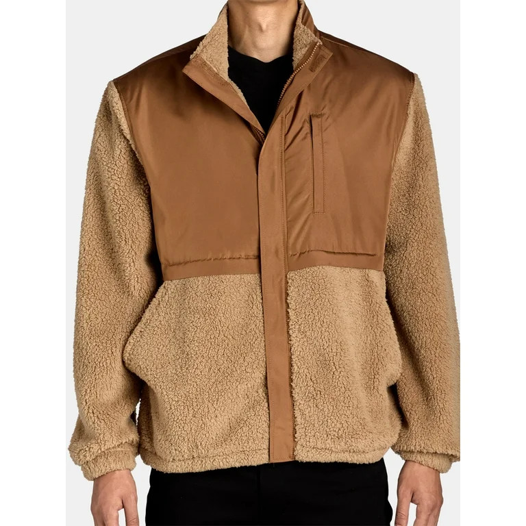 ANDE Men's High Pile Fleece and Nylon Zip Jacket, Sizes S-3X | Walmart (US)