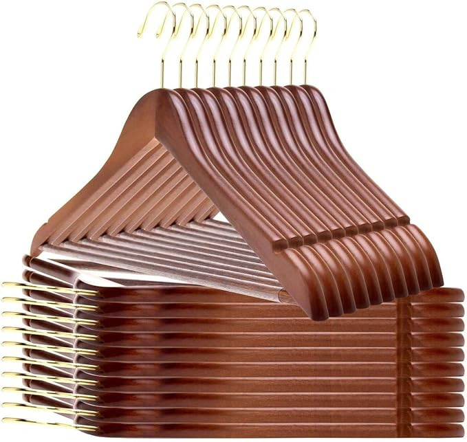 Quality Hangers Slightly Curved Hanger 30-Pack Sets - Solid Wood Coat Hangers with Stylish Chrome... | Amazon (CA)