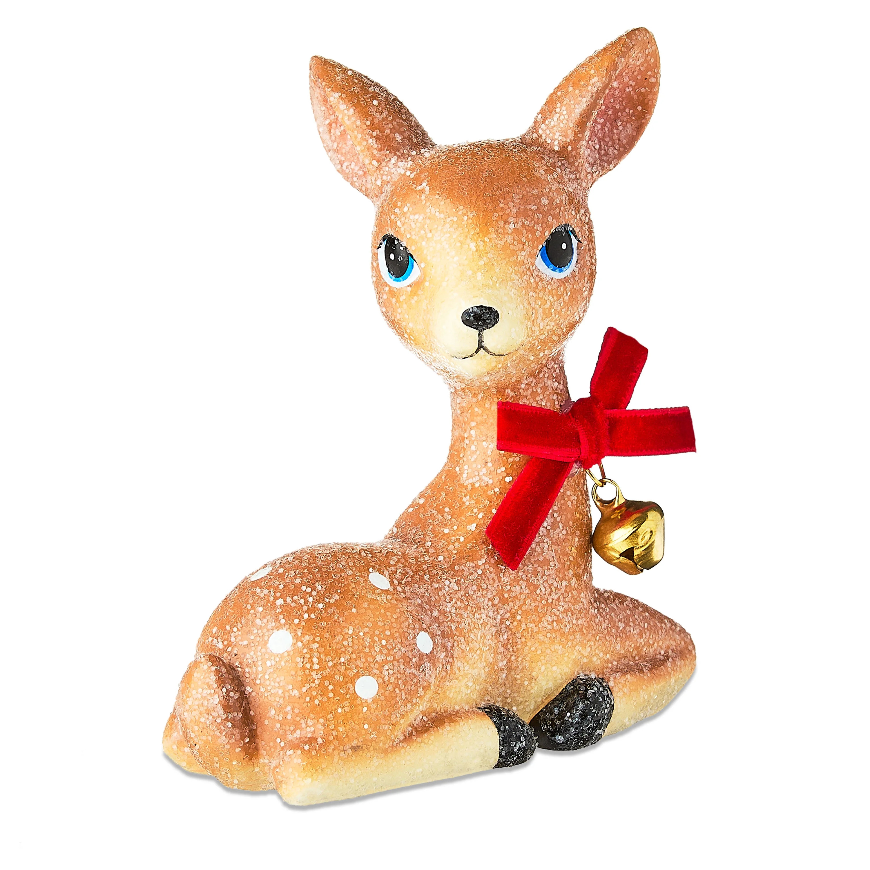 Sitting Deer with Bell Christmas Tabletop Decoration, Brown, 4.33", by Holiday Time | Walmart (US)