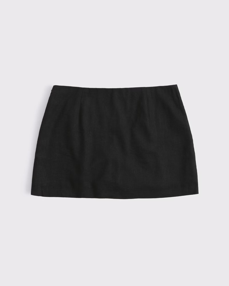 The A&F Scarlett Mid Rise Linen-Blend Mini Skort | Abercrombie & Fitch (US)