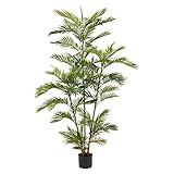 Home Pure Garden Artificial Golden Cane Palm Tree-72” Faux Plant Natural Feel Leaves-Realistic Indoo | Amazon (US)