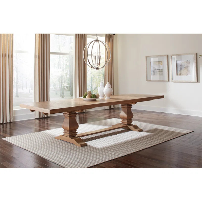Bewdley Extendable Pine Solid Wood Trestle Dining Table | Wayfair North America