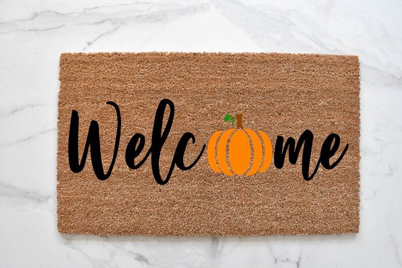 Welcome Pumpkin Doormat, Fall Doormat, Cute Doormat, Autumn Decor, Front Door Mat, Pumpkin Doorma... | Etsy (US)