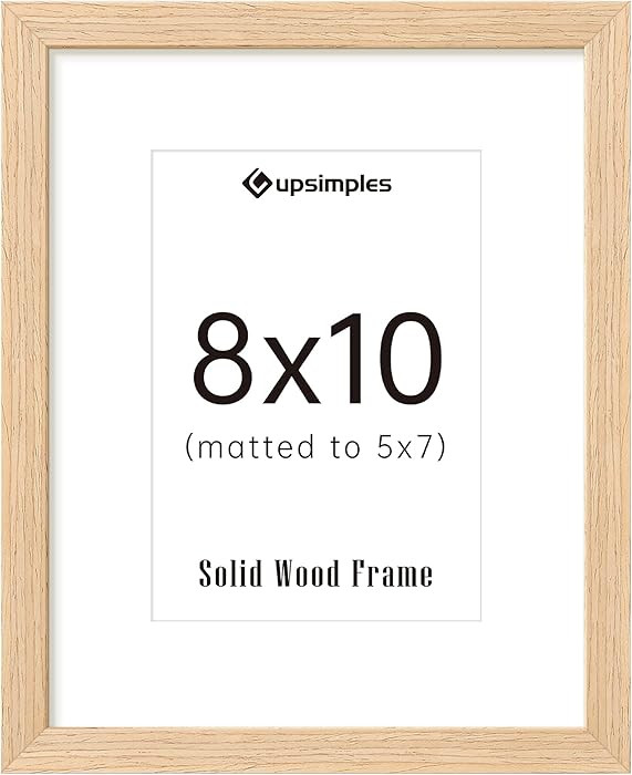 upsimples 8x10 Picture Frame, Natural Solid Wooden Picture Frames, Display 5x7 with Mat or 8 x 10... | Amazon (US)