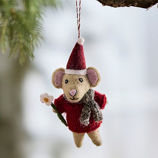 Santa Hat Mouse Felt Ornament | Terrain