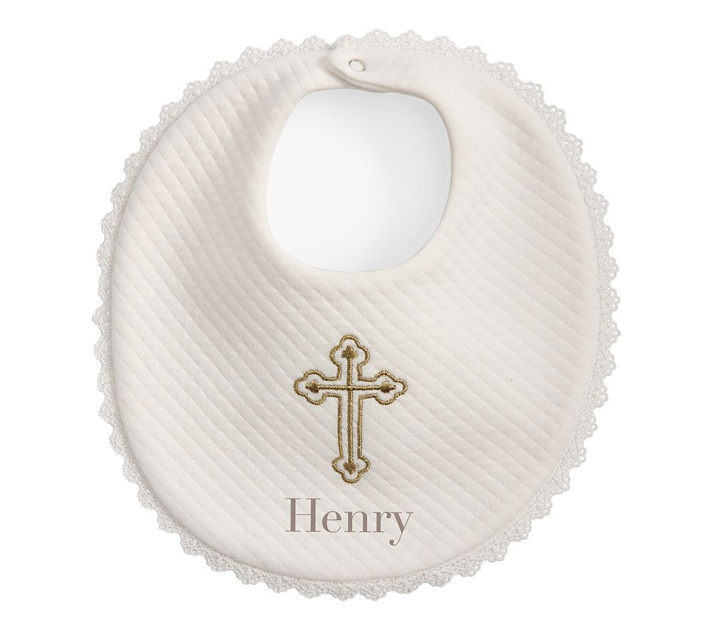 Cross Matelasse Bib | Pottery Barn Kids