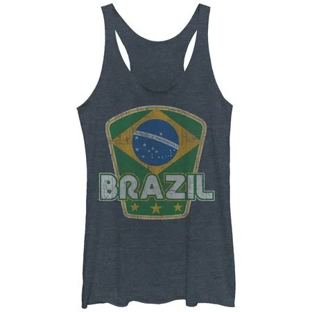 Women s Lost Gods Brazil Flag Stars Racerback Tank Top Navy Blue Heather X Large | Walmart (US)