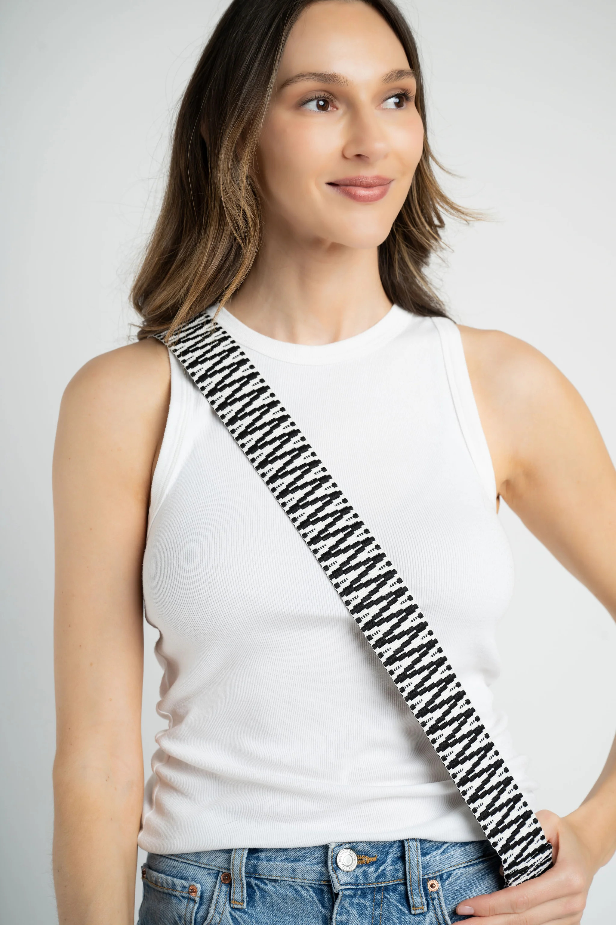 Black and White Woven Strap | bloc bags