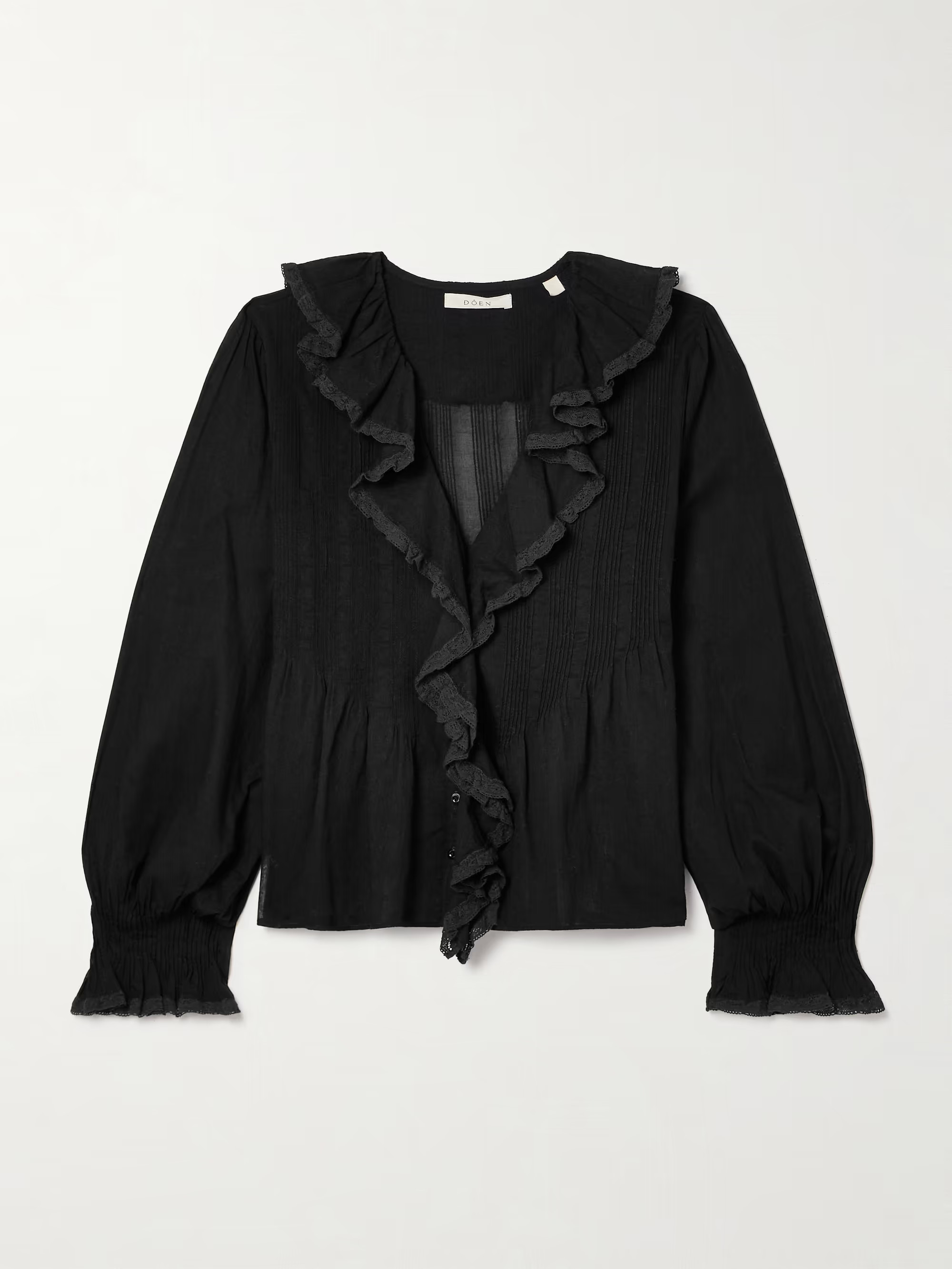 Hardy lace-trimmed ruffled pintucked organic cotton-voile blouse | NET-A-PORTER APAC