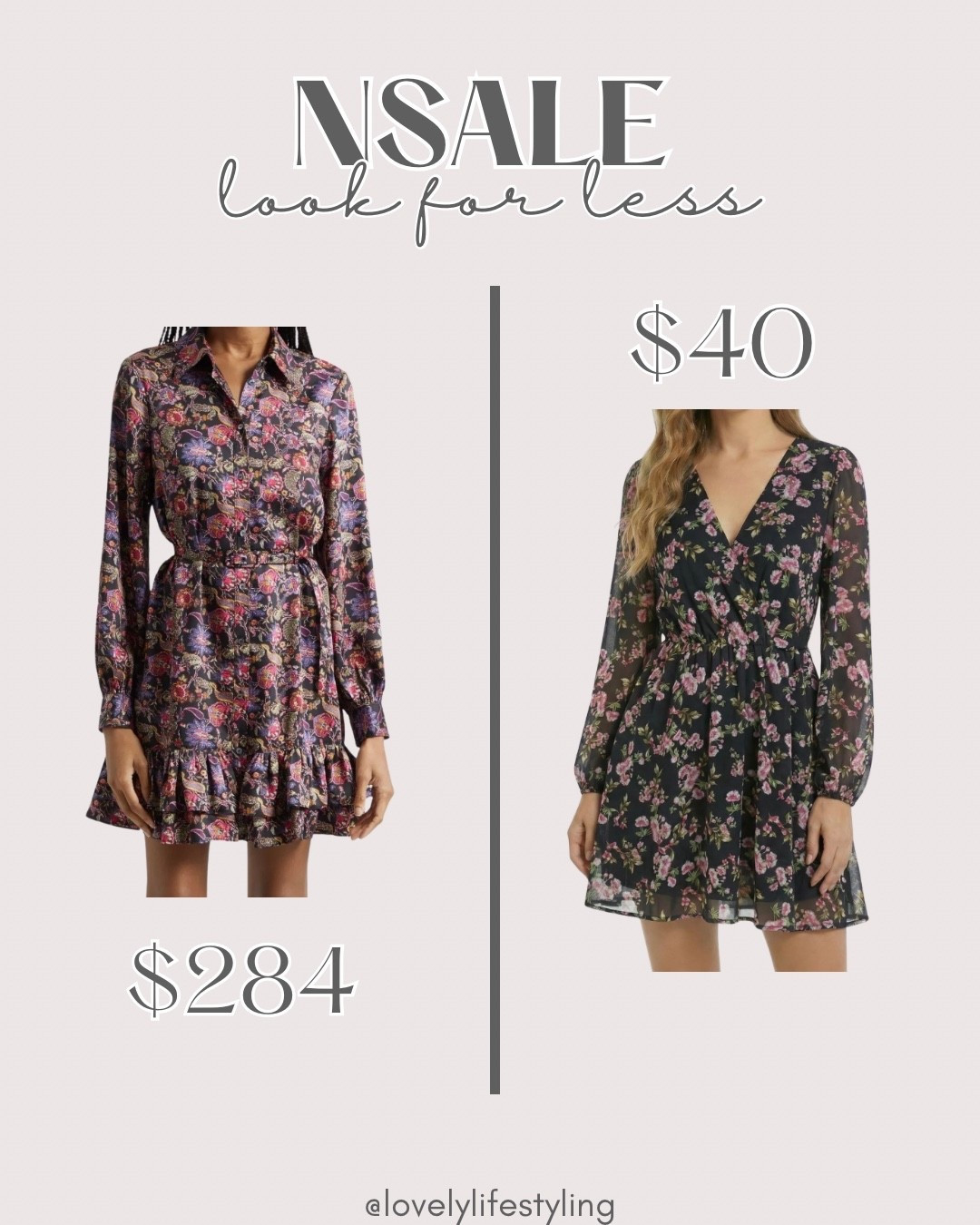 NSALE look for less floral print long sleeve dress for fall

#LTKSaleAlert #LTKOver40
