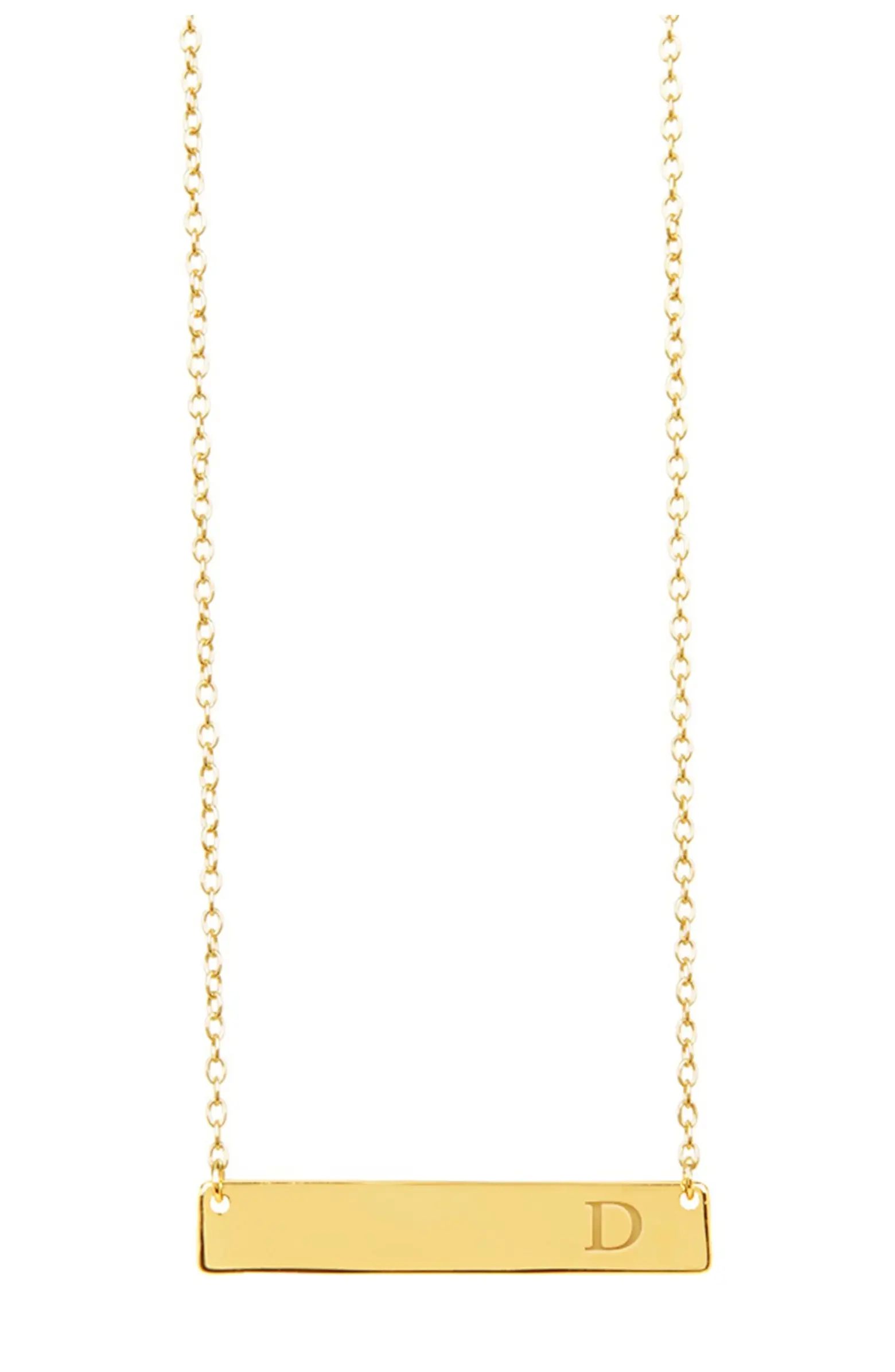 14K Yellow Gold Vermeil Bar Initial Necklace - Multiple Letters Available | Nordstrom Rack