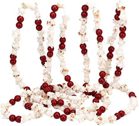TFTAFAN 12 feet Christmas Tree Garland Artificial Popcorn Garlands Bead Garland Xmas Holiday Vint... | Amazon (US)