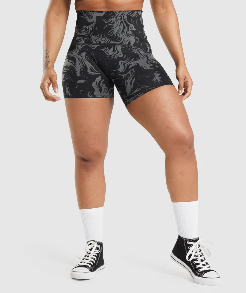 GS Power High Rise Shorts - Black Print | Gymshark (Global)