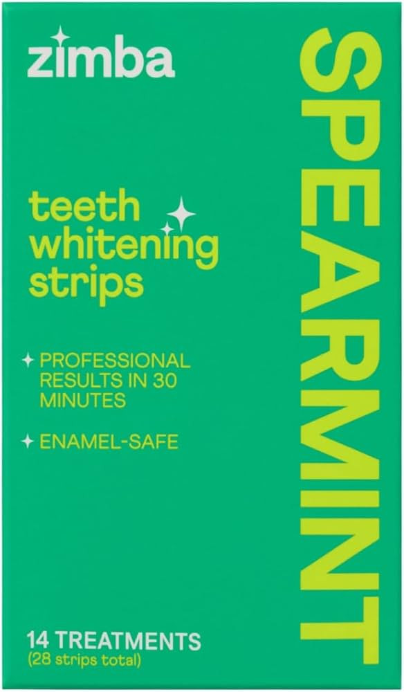 Zimba Spearmint Flavored Teeth Whitening Strips | Vegan, Enamel Safe Hydrogen Peroxide Teeth Whit... | Amazon (US)