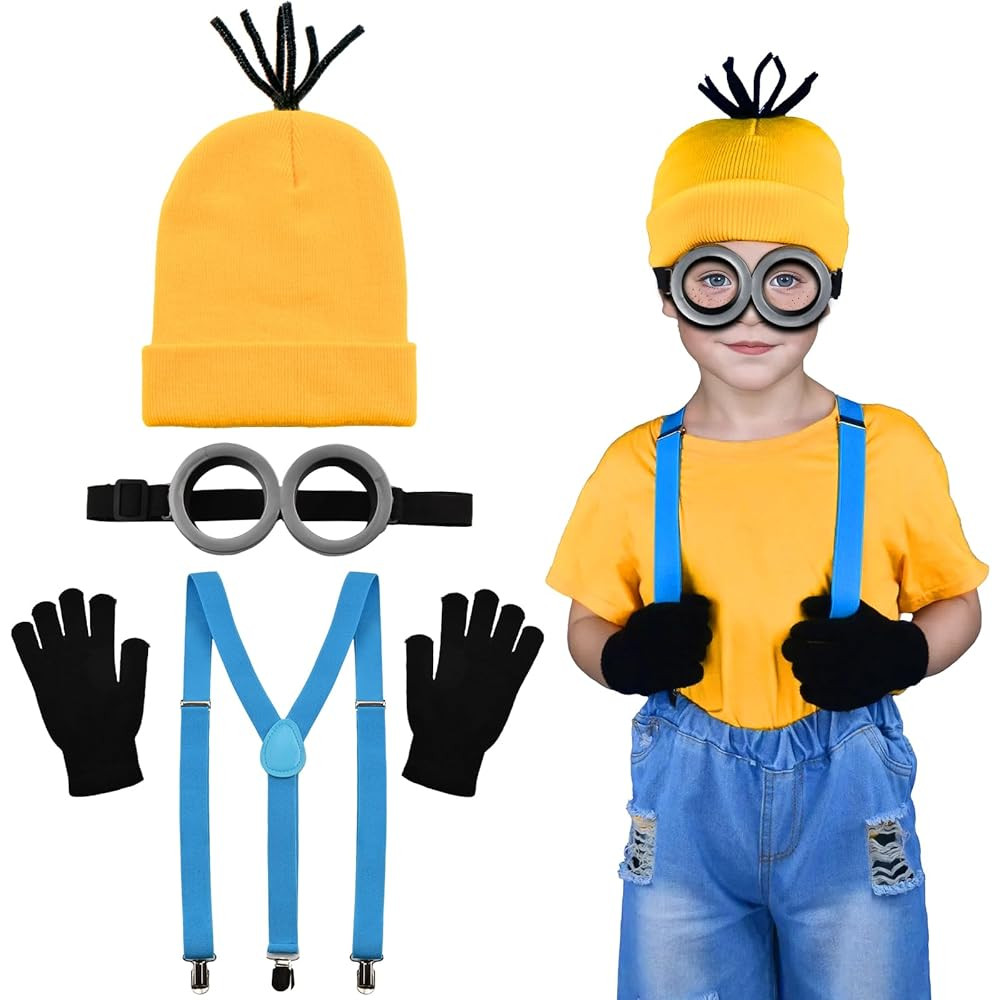 4Pcs Halloween Costume Accessories Kids Steampunk Goggles Glasses Blue Y-Back Suspenders Yellow B... | Amazon (US)