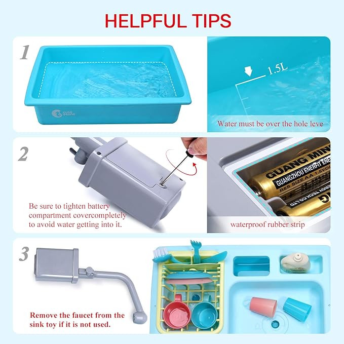 CUTE STONE Color Changing Kitchen Sink Toys, Children Heat Sensitive Electric Dishwasher Playing ... | Amazon (US)