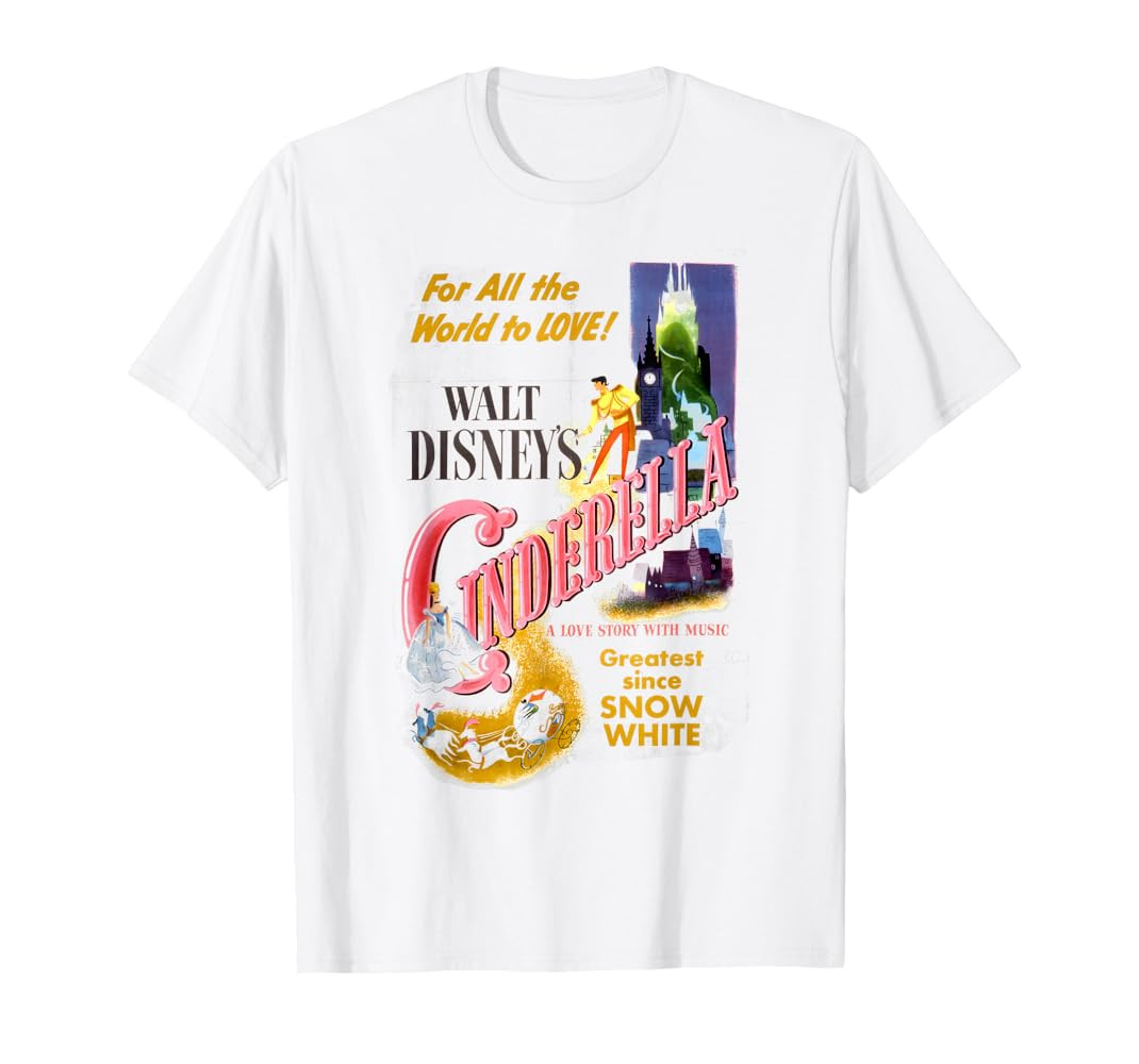 Disney Cinderella Vintage Movie Box Art Poster T-Shirt | Amazon (US)
