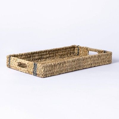Manmade Outdoor Wicker Tray Gray Stripes - Threshold™ designed with Studio McGee | Target