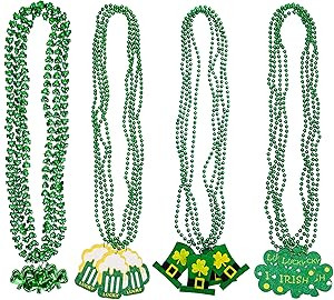 18PCS St. Patrick's Day Shamrock Necklace Clover Green Bead Party Favors Irish Beer Decorations S... | Amazon (US)