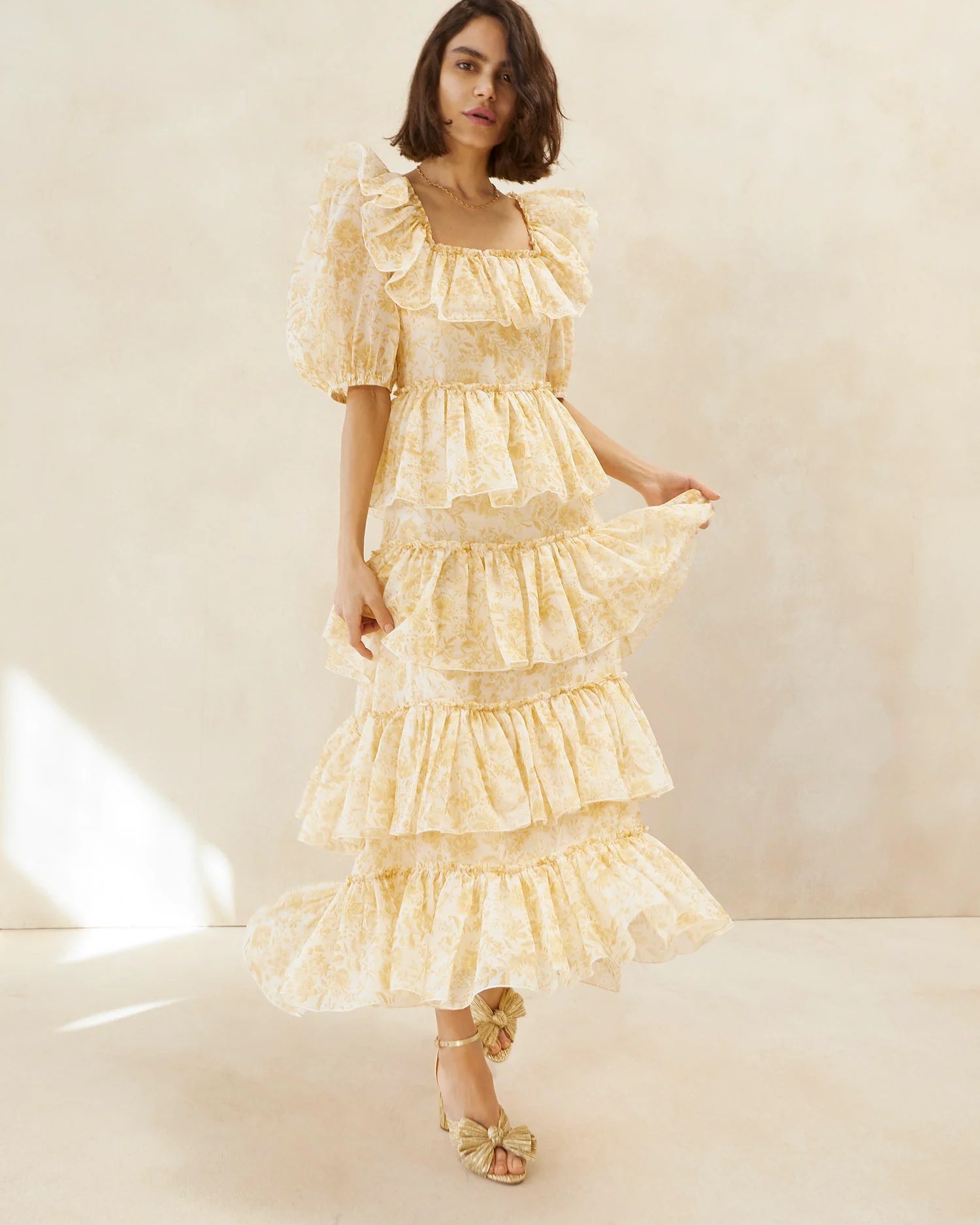 Rosalie Cream Floral Tiered Dress | Loeffler Randall