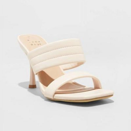 Women s Lynn Mule Heels - A New Day Cream 9.5 | Walmart (US)