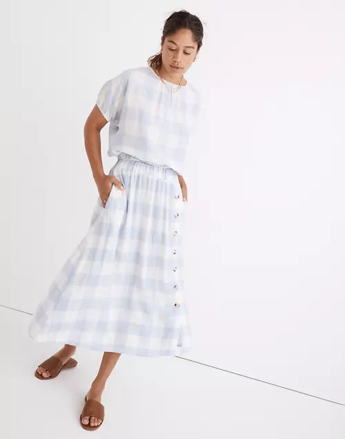 Linen-Blend Michele Bubble Top in Gingham Check | Madewell