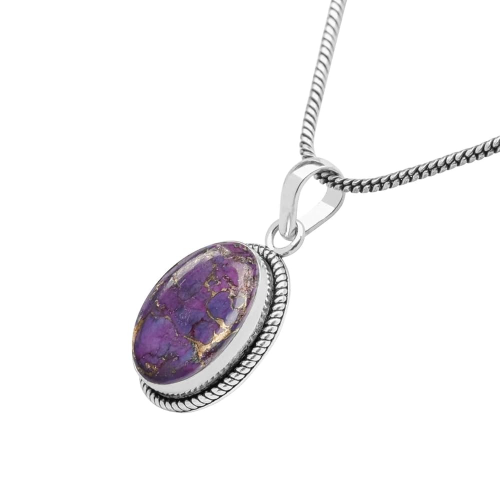 Purple Copper Turquoise Stone Pendant Silver Overlay Pendant for Women Girls Christmas Anniversar... | Amazon (US)