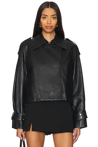 Ivy Oak Lilith Ann Leather Cropped Jacket in Black from Revolve.com | Revolve Clothing (Global)