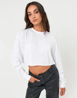 Organic Long Sleeve Crop Top | Glassons (AU & NZ)