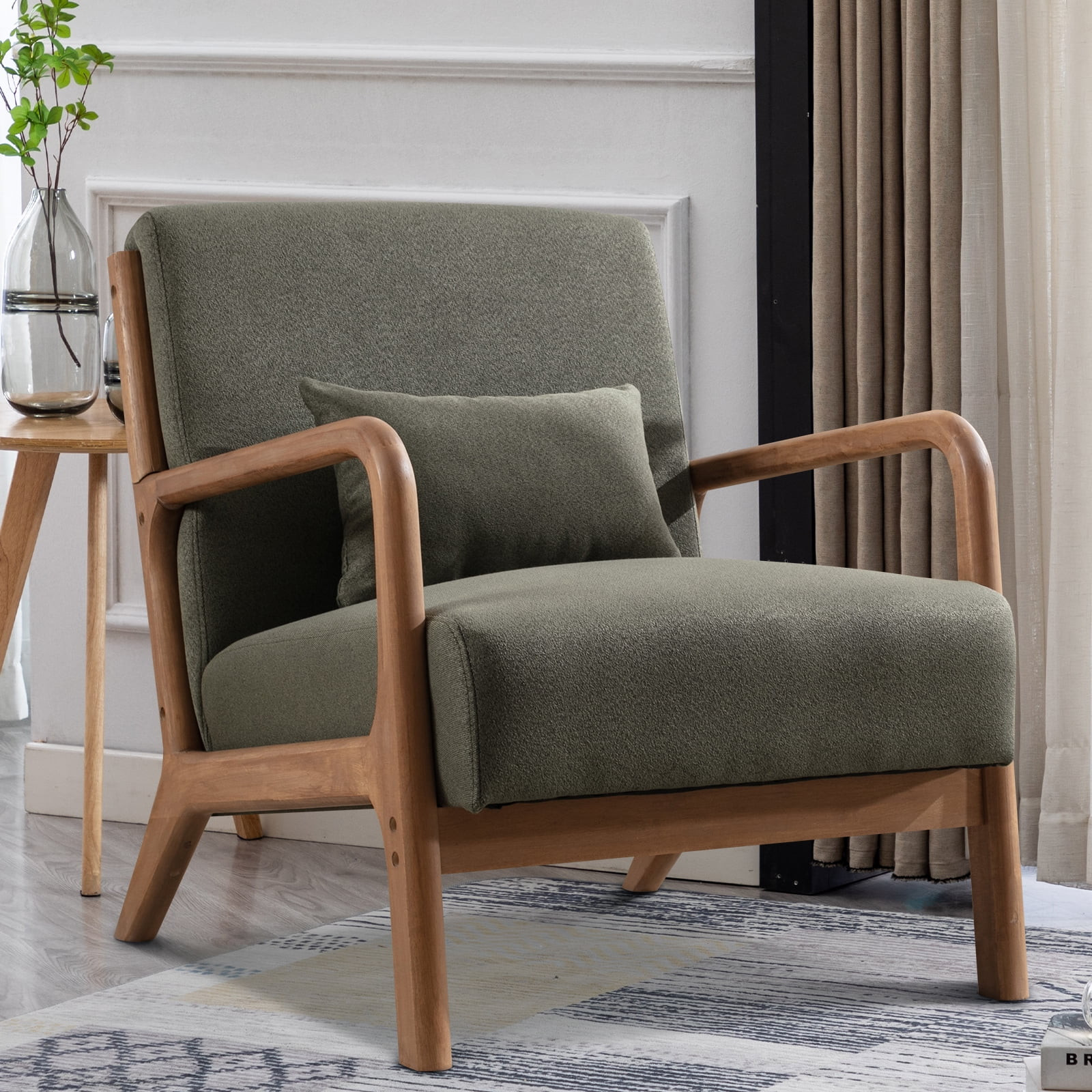 Bonzy Home Mid Century Modern Accent Chair, Green | Walmart (US)