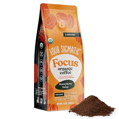 Four Sigmatic Focus Mushroom Coffee | Organic Ground Coffee with Lion's Mane Mushroom and Chaga for Better Focus and Immune Support | 12oz Bag | Amazon (US)