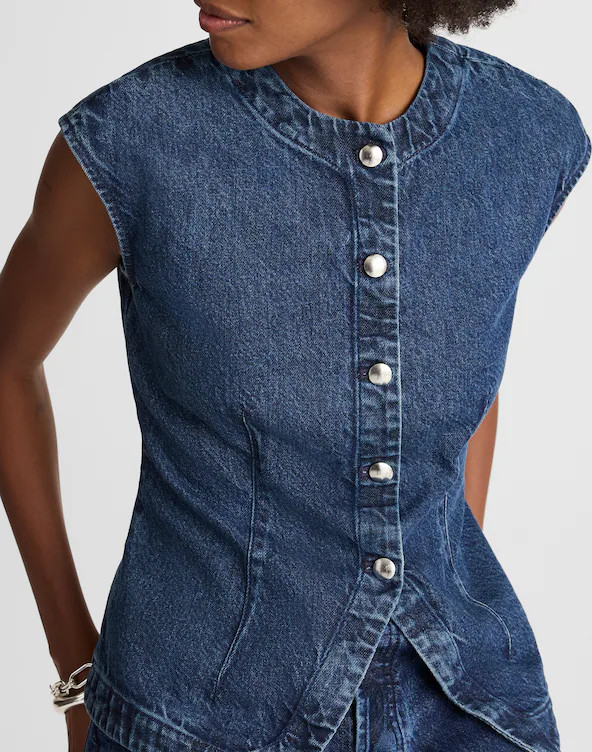 Denim Cap-Sleeve Vest in McKinney Wash | Madewell