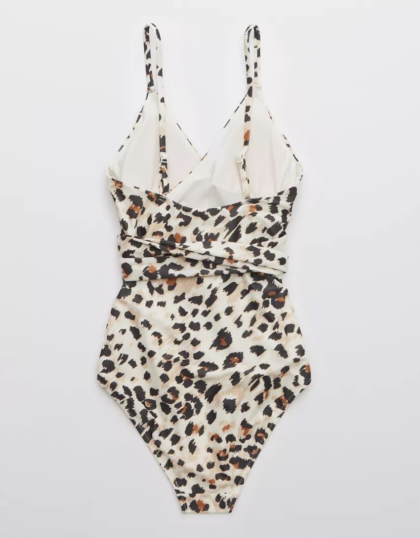 Aerie Leopard Wrap One Piece Swimsuit | American Eagle Outfitters (US & CA)