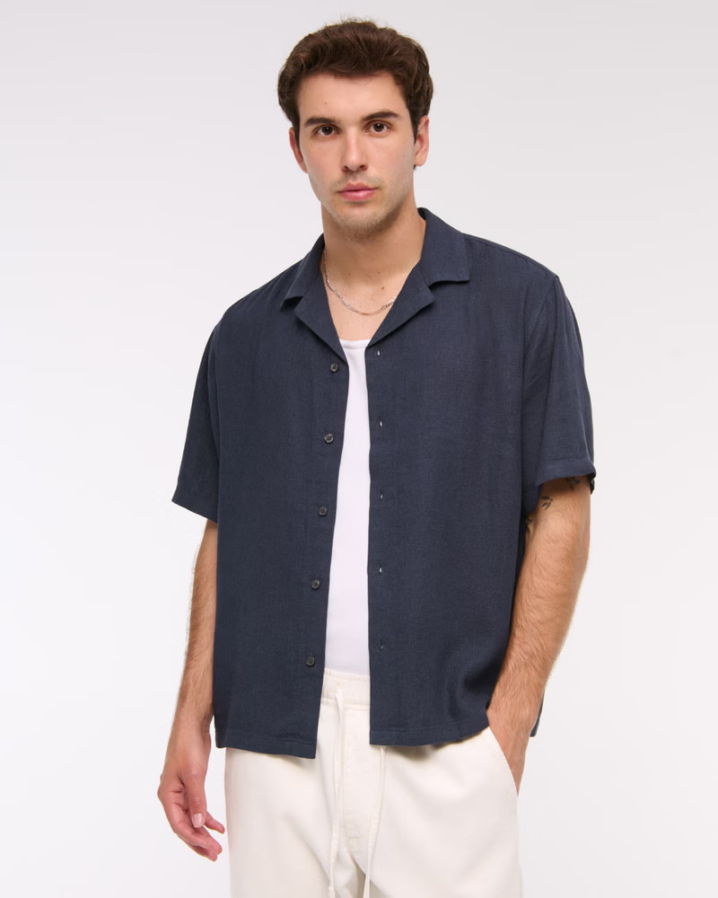 Relaxed Tailored Linen-Blend Pull-On Short | Abercrombie & Fitch (US)