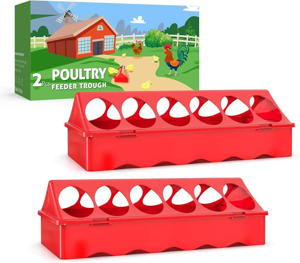 Kculehtlla 2 PCS Plastic Flip Top Small Poultry Feeder, Chick Feeder Trough, Baby Chicken Multiho... | Amazon (US)
