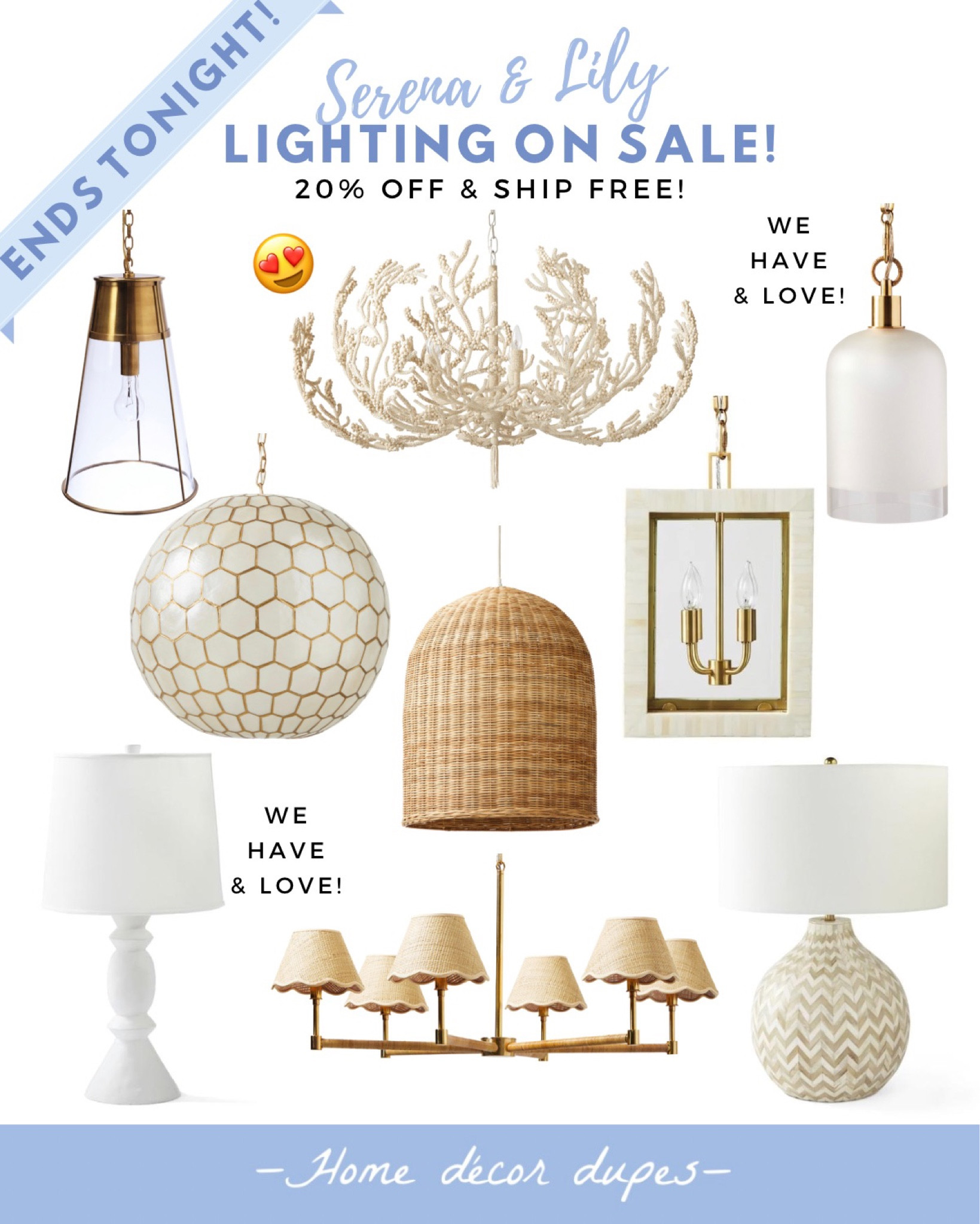 LAST CALL for Serena & Lily’s 20% OFF all regular priced furniture, rugs & lighting!! Sale ends at midnight tonight!! So many favorites are a great buy right now because of the free shipping on top of the 20% OFF!! 👏🏻👏🏻👏🏻

So many lighting favorites are a great deal right now!! Like these Westbrook glass pendants that we have in our kitchen!! The size and quality are 💯…they’re just gorgeous!! And this Brighton table lamp that we own in our living room is a great deal now too!! 

Plus I absolutely love their Sanibel chandelier and Larkspur raffia wave chandelier!! 🤩 More lighting favs linked 

#LTKFind #LTKhome #LTKsalealert